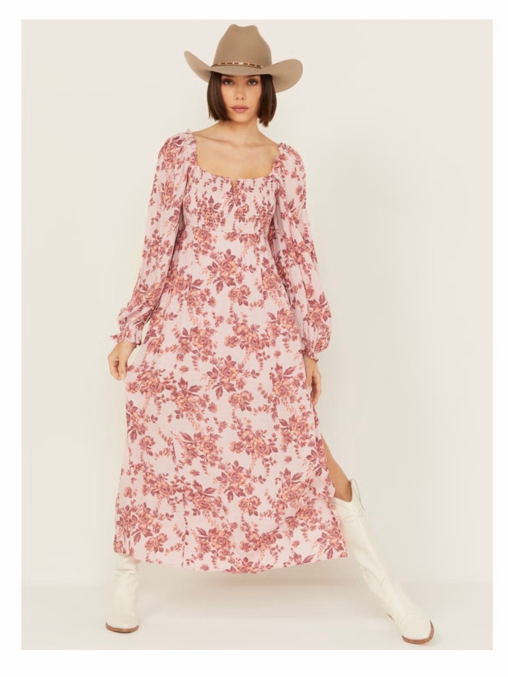 Free People Jaymes Floral long sleeve Midi Dress